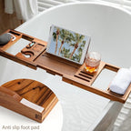 Teak Bathtub Tray | Adjustable Width Tray - Image 4