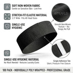 APPEARUS Disposable Stretch Facial Headbands, Snag-Free Adhesive Tab Closure - Image 2