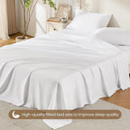 ROSE&RISY White King Sheet Set, 4 Pieces Soft Bedding King Sheet Set, - Image 5