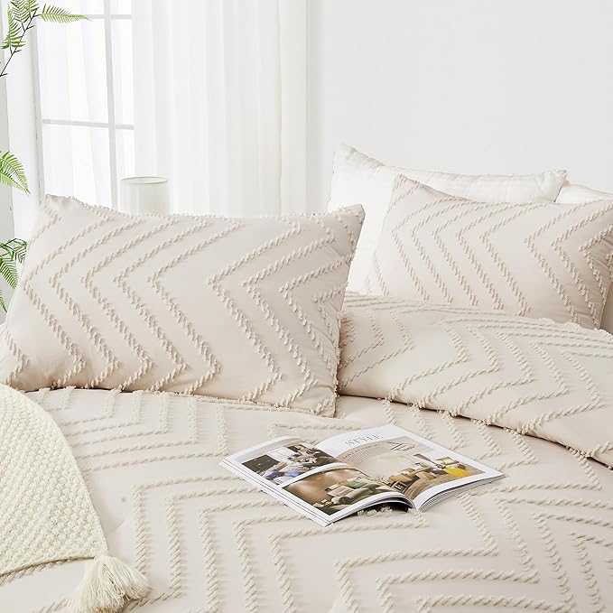 Andency Oversized Super King Plus Comforter Set 128x120 Beige, Extra Large King - Image 4