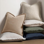 MIULEE Decorative Throw Pillow Covers Neutral Linen Fringe Throw Pillows Euro - Image 5