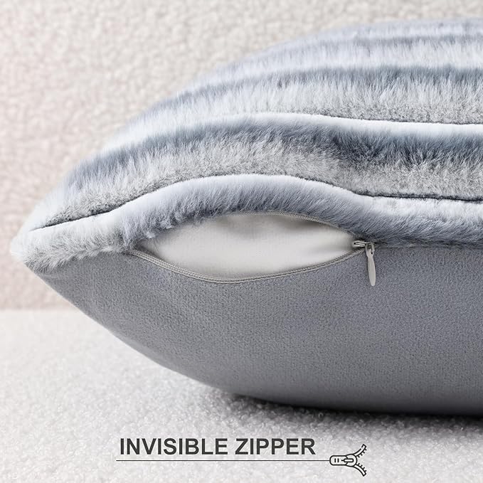 Pallene Faux Fur Plush Throw Pillow Covers 16x16 Set of 2, Luxury Soft Fluffy - Image 3