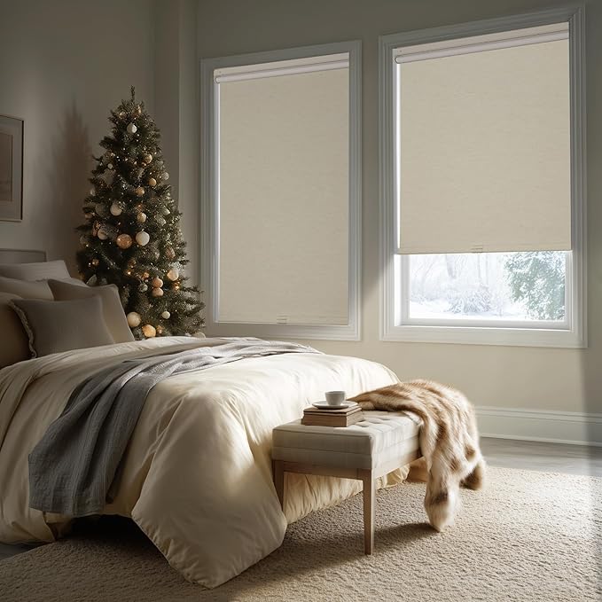 HESTIA No Drill Cordless Blackout Roller Shades Screwless Waterproof Shower by HESTIA