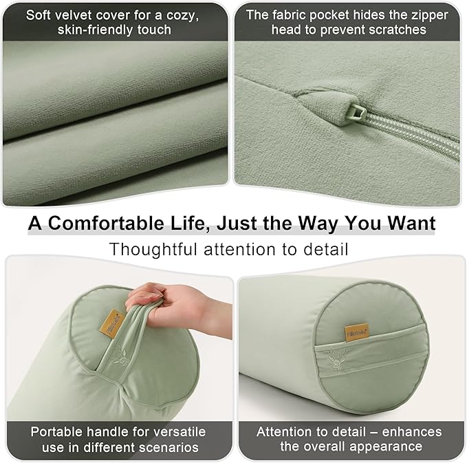 Bolster Pillow for Bed – Long Round Body Pillow for Adults, Cuddle Pillow for - Image 5