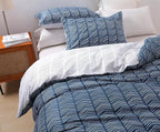 SLEEPBELLA Navy and White Duvet Cover Set, 100% Cotton Bedding, Chevron - Image 3