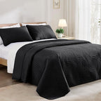 Exclusivo Mezcla California King Quilt Bedding Set, Lightweight Black Quilts - Image 2