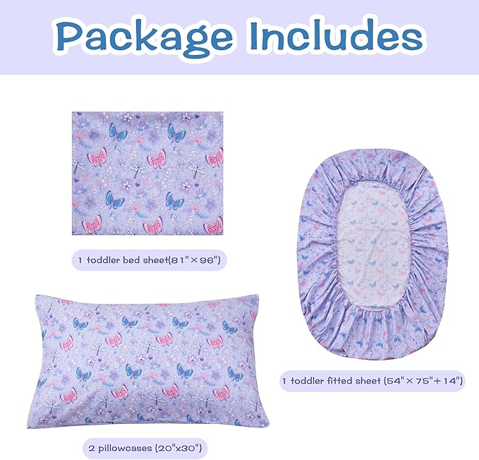 lasoftan Kids Sheet Set Full Size, Girls Full Sheet Set - Image 2
