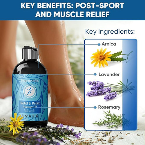 8 oz - Relief & Relax Sore Muscle Massage Oil - Soothes Muscles & Joint with - Image 2
