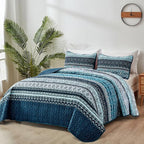 WONGS BEDDING Boho Quilt Set Twin Size, Lightweight Microfiber Bed Decor - Image 2