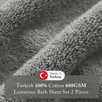 Madison Park Turkish Bath Towel Set 100% Cotton Bath Towel 600GSM Oversized - Image 3