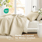 Comfort Spaces Ivory Oversized Queen Quilt Set 102"x118" Bedspread Quilted - Image 3