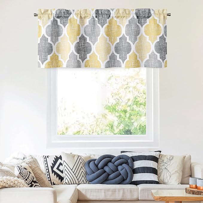 Beauoop Blackout Window Valances Curtains Geometric Quatrefoil Trellis Printed - Image 2