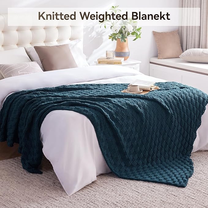 Knitted Weighted Blanket for Adult, No Beads Heavy Blanket 50” x 60'' 10lbs - Image 6