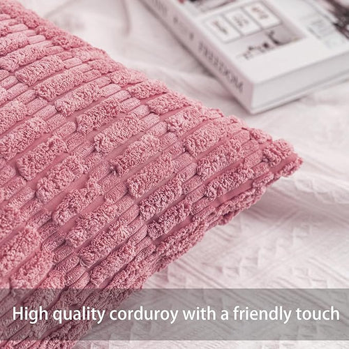 Aegero Pack of 2 Corduroy Decorative Throw Pillow Covers 22x22 Inch Soft - Image 2