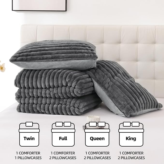 Smoofy Fluffy King Size Comforter Set 3 Pieces - Image 7
