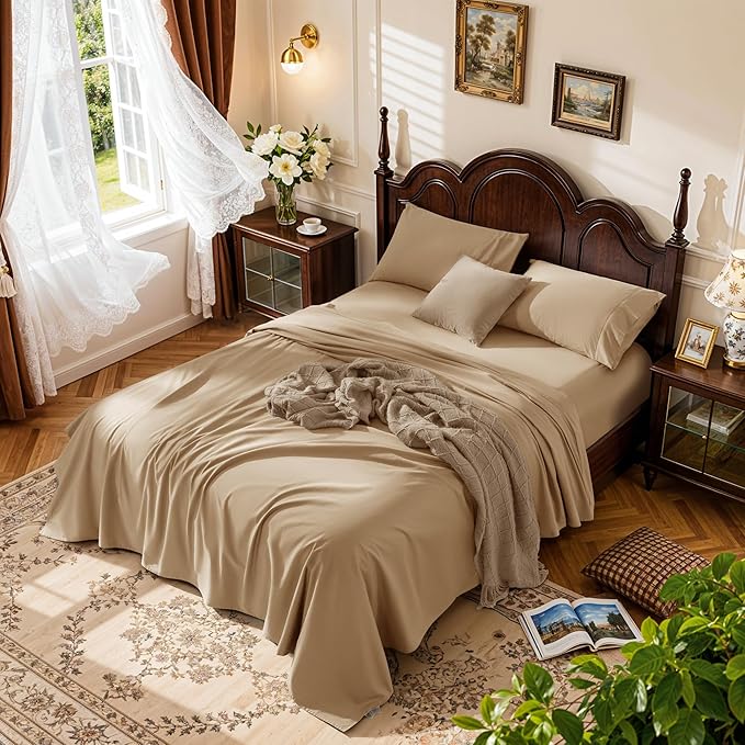 LBRO2M 1000 Thread Count 100% Egyptian Cotton Sheets Set King Size, 4 Piece by LBRO2MBedding