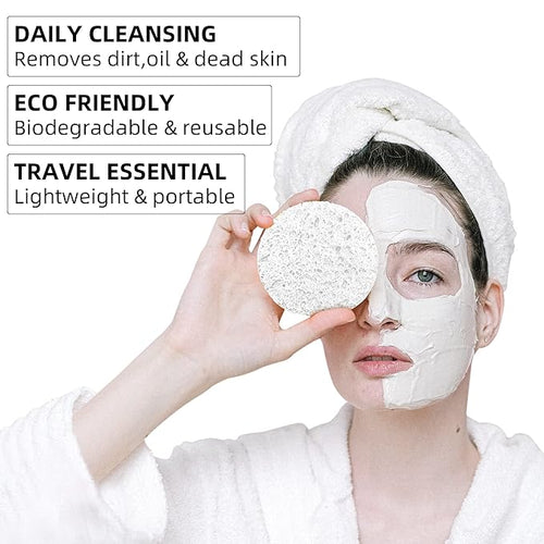 60-Count Compressed Facial Sponges|100% Natural Kickleen Cellulose Cosmetic Spa - Image 2