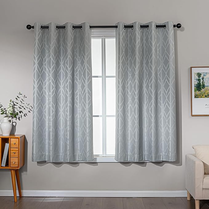 Amazon Basics Jacquard 2-Piece 100% Blackout Curtains, Living Room and Bedroom by AmazonBasics