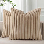 Pallene Faux Fur Plush Throw Pillow Covers 22x22 Set of 2, Luxury Soft Fluffy by PALLENE