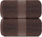 White Classic Luxury Soft Brown Bath Sheet Towels - Image 2