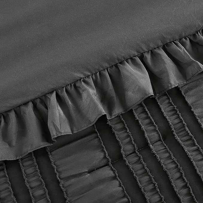 WONGS BEDDING King Size Comforter, Dark Grey Boho Comforter Set King, Shabby - Image 8