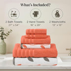 Modern Threads Natural Vine 6-Piece 100% Cotton Towel Set – Yarn Dyed Jacquard - Image 3