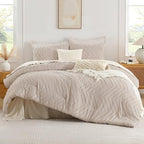 Andency Linen Oversized Queen Comforter Set, Boho Soft Warm Bedding Comforter - Image 2