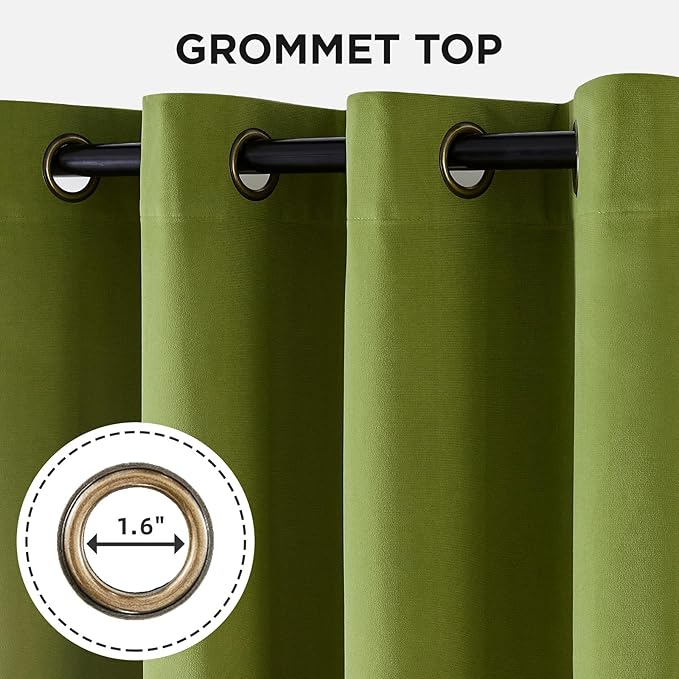 Joydeco Moss Green 100% Blackout Curtains 90 Inch 2 Panels, Luxury Thermal - Image 3