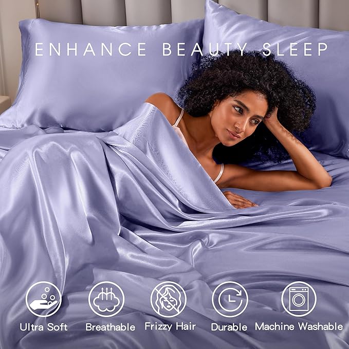 FreshCulture Satin Sheets Twin Size Bed Set - Image 7