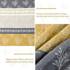 DJY Yellow Boho Quilt Set Queen Size, Striped Floral Yellow and Grey Bedspread - Image 5