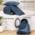 Love's cabin Navy Blue King Size Comforter Set, 3-Piece Prewashed Bed Set - Image 7