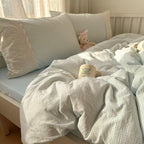 MKXI Blue Gingham Duvet Cover Set Queen Size - Image 4