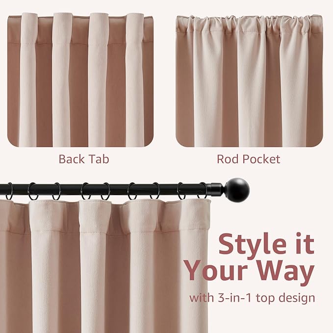 jinchan Chenille Blackout Curtains 84 Inches Long 2 Panels Light Pink Thermal - Image 9