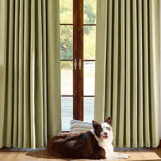 jinchan Chenille Blackout Curtains 108 Inches Long Sage Green Thermal Insulated - Image 5