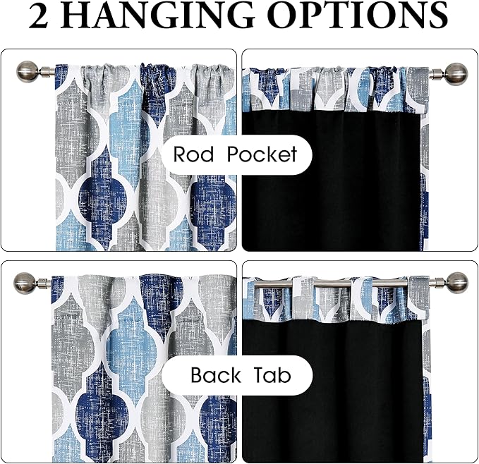 Beauoop 100% Blackout Curtains 63 Inches Long 2 Panels - Image 2