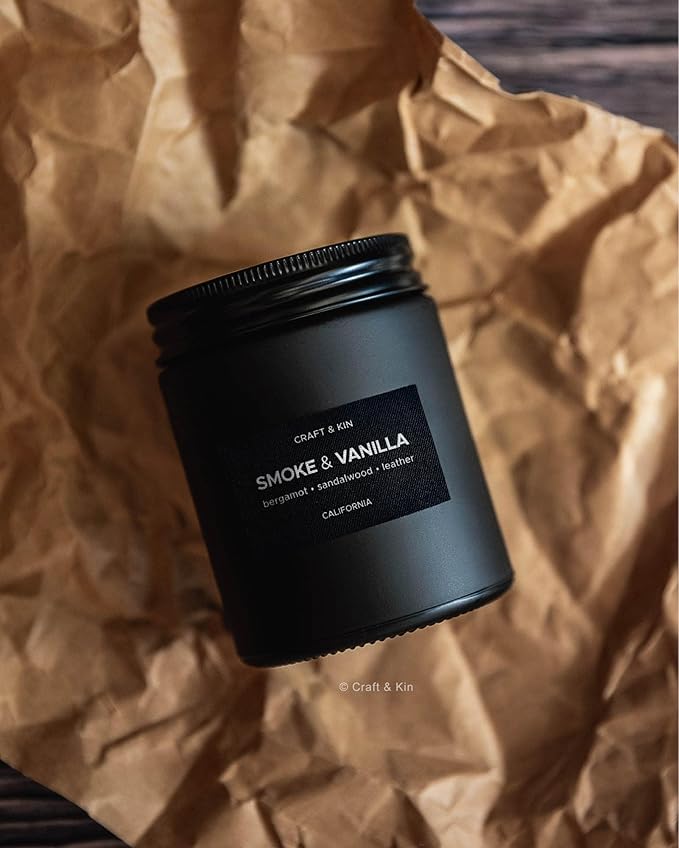Craft & Kin Premium Smoke & Vanilla Candle | Black Scented Candles - Image 6