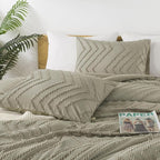 Andency Oatmeal California King Comforter Set, Boho Cal King Soft Warm Tufted - Image 3