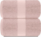 White Classic Pink 650 GSM Cotton Bath Sheet Towel - Image 2