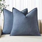 MIULEE Decorative Linen Euro Sham Pillow Covers 26x26 Inch Blue Ashes Boho by MIULEE