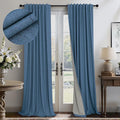 Denim Blue Blackout Drapes 96 Inches Long 2 Panel Burg Cute Linen Textured by Pitalk