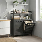 Homykic Tilt Out Laundry Hamper Cabinet, Bamboo Double Laundry Hamper - Image 9