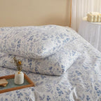 mixinni Garden Style Blue Flowers Leaves Duvet Cover King Size Soft Cotton - Image 7