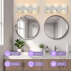 Modern LED Bathroom Light Fixtures Dimmable 3-Light Chrome Vanity Light - Image 2