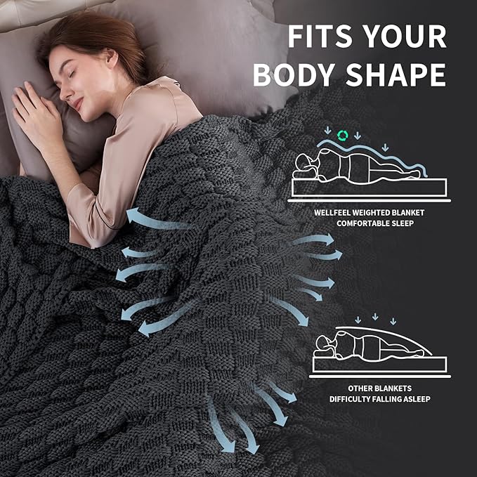 Knitted Weighted Blanket for Adult, No Beads Heavy Blanket 60” x 80'' 10lbs - Image 3