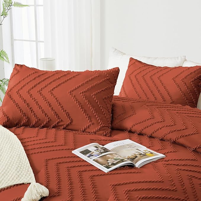 Andency Burnt Orange King Size Comforter, Boho Terracotta Soft Warm Bedding - Image 4