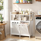 Homykic Tilt Out Laundry Hamper Cabinet, Bamboo Double Laundry Hamper - Image 3