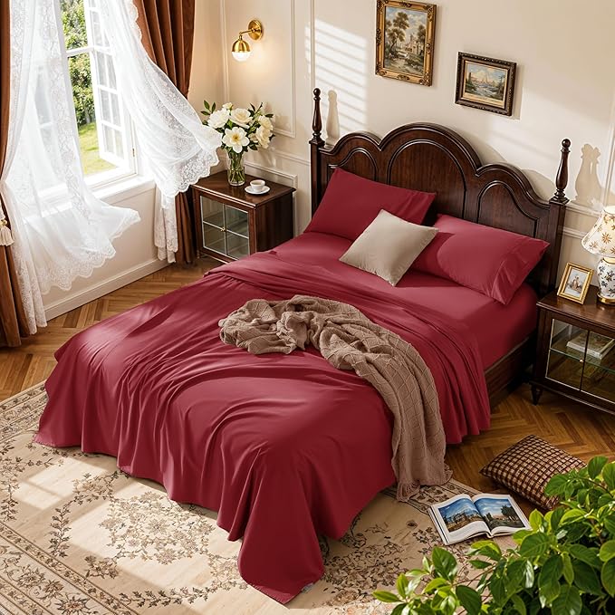 LBRO2M 100% Cotton Sheets Set Deep Pocket 19", 1000 Thread Count Full Size 4 by LBRO2MBedding
