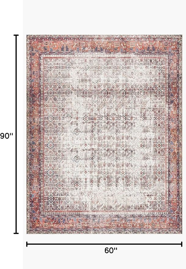 Loloi Layla Collection LAY-12 Ivory/Brick 5'-0" x 7'-6" .13" Thick Area Rug - Image 2