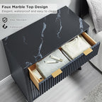 T4TREAM Fluted 3 Drawers Nightstand, Oversized Extra Large Modern Side Table - Image 4