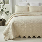 Brandream Queen Size Quilt Set Cotton Beige Quilts Luxury Farmhouse Bedding Set - Image 8